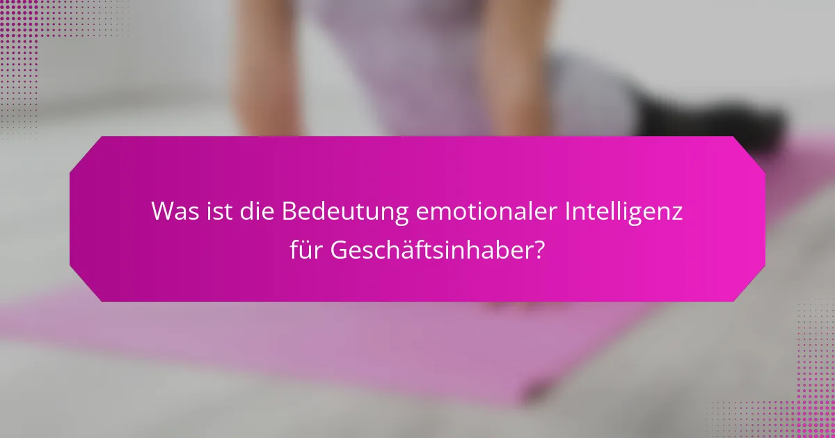 Was ist die Bedeutung emotionaler Intelligenz für Geschäftsinhaber?
