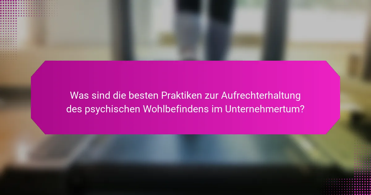 Was sind die besten Praktiken zur Aufrechterhaltung des psychischen Wohlbefindens im Unternehmertum?