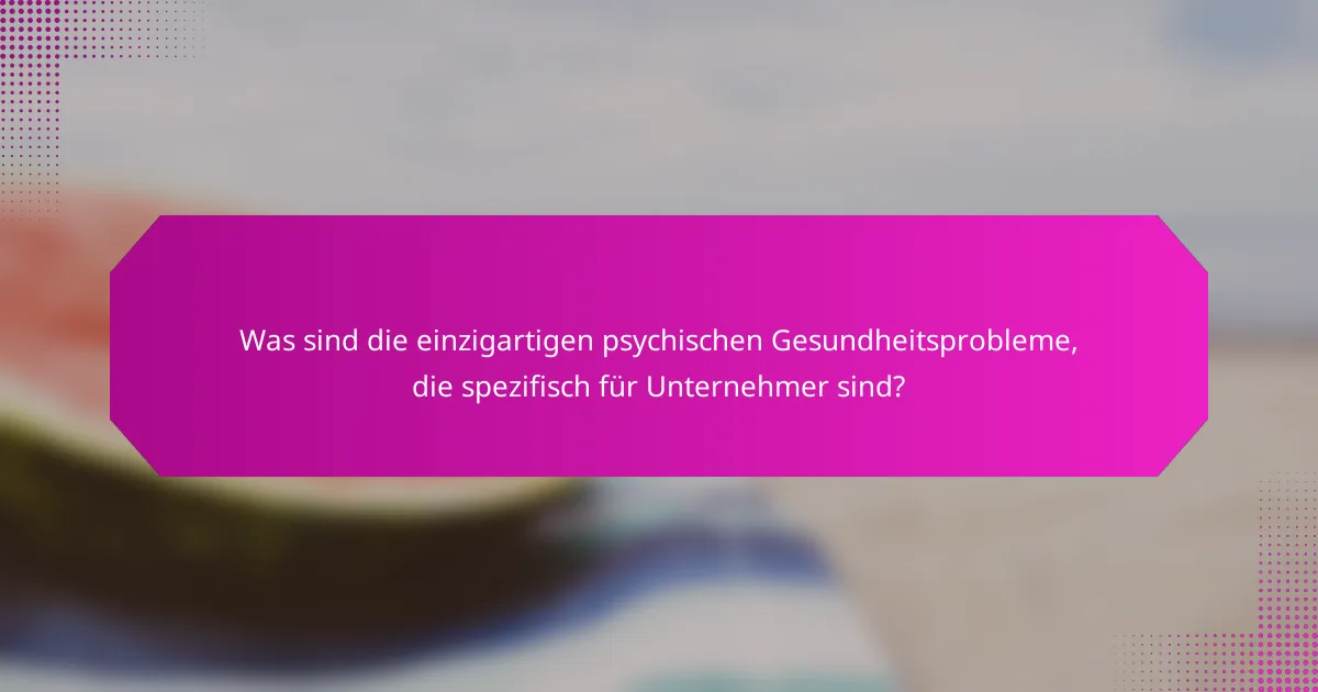 Was sind die einzigartigen psychischen Gesundheitsprobleme, die spezifisch für Unternehmer sind?