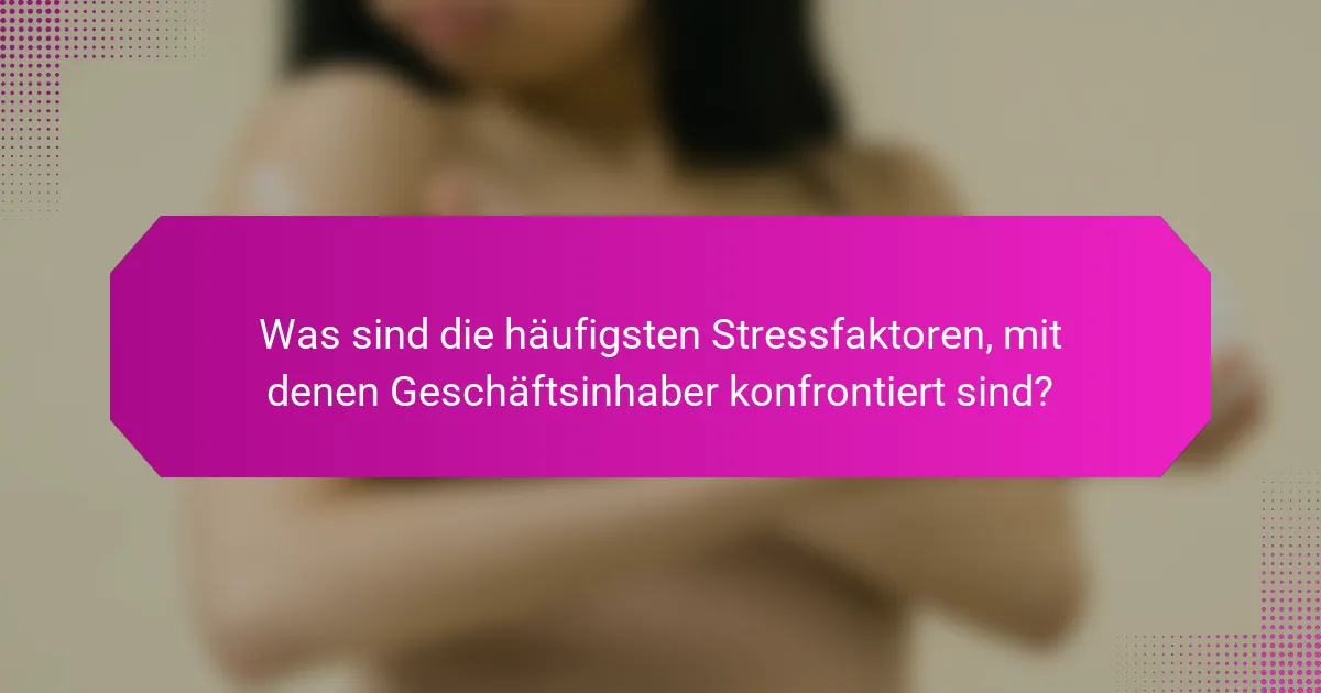 Was sind die häufigsten Stressfaktoren, mit denen Geschäftsinhaber konfrontiert sind?
