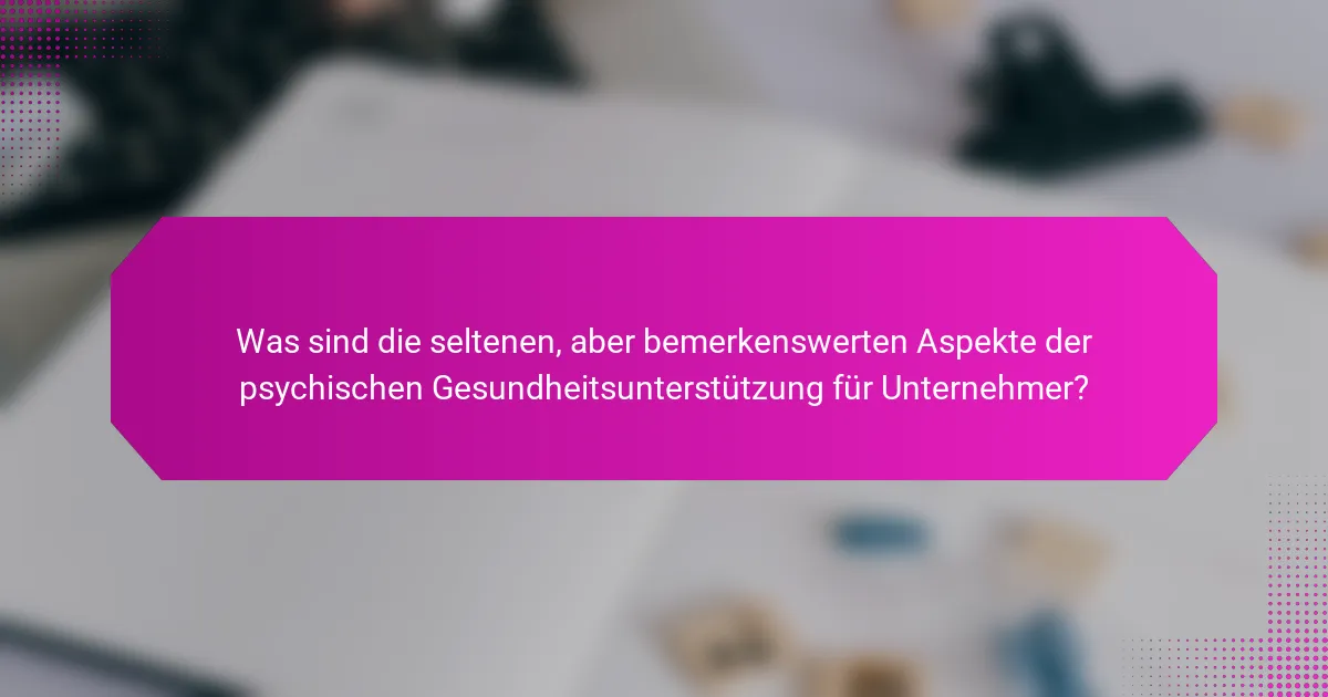 Was sind die seltenen, aber bemerkenswerten Aspekte der psychischen Gesundheitsunterstützung für Unternehmer?