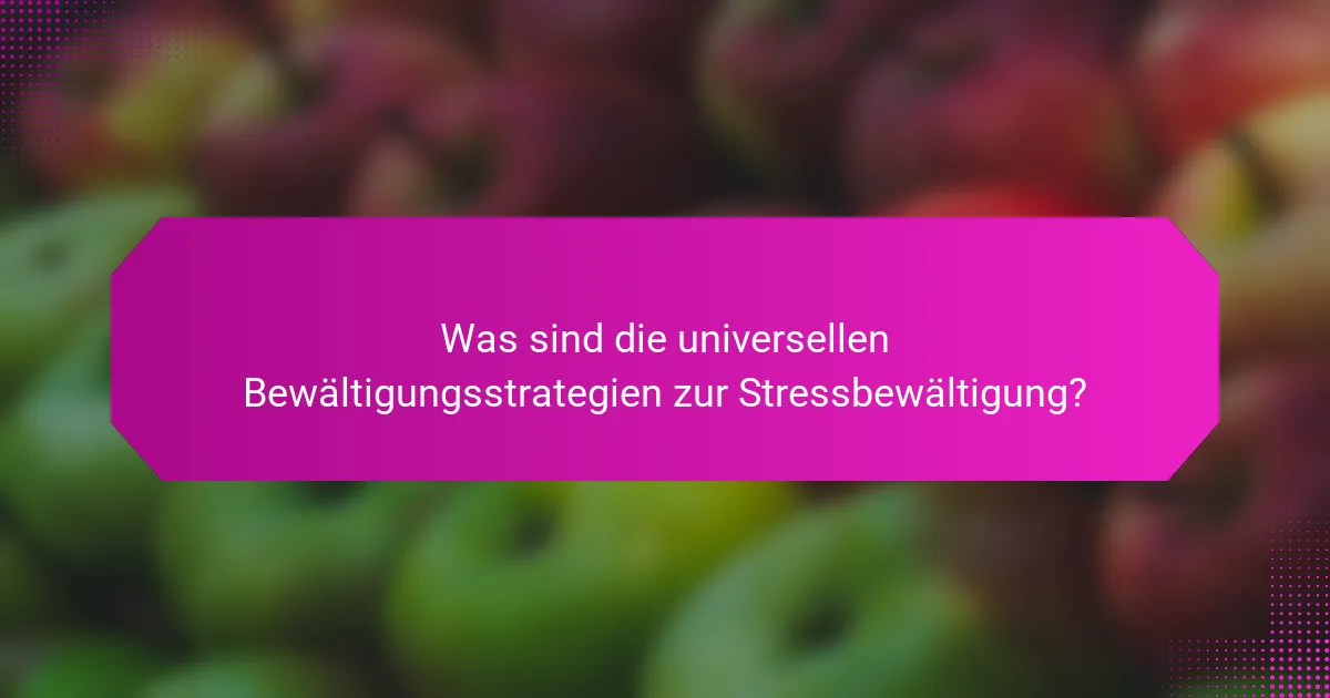 Was sind die universellen Bewältigungsstrategien zur Stressbewältigung?