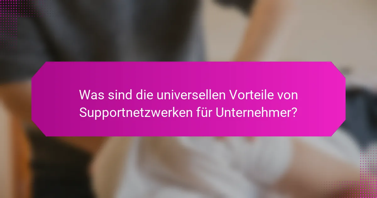 Was sind die universellen Vorteile von Supportnetzwerken für Unternehmer?