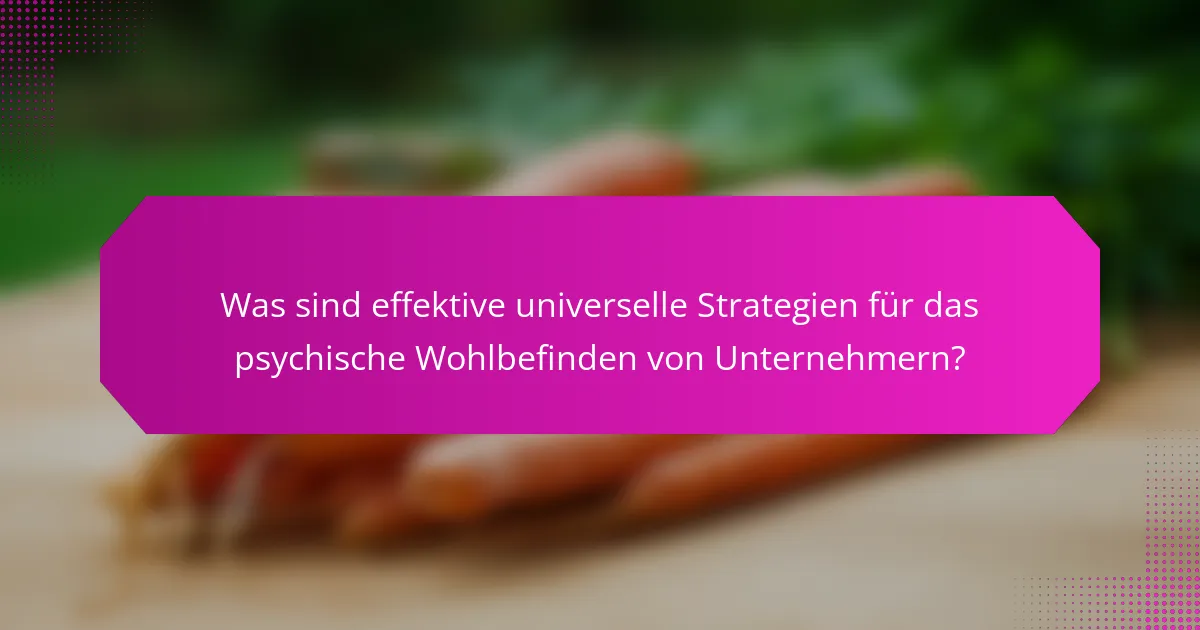 Was sind effektive universelle Strategien für das psychische Wohlbefinden von Unternehmern?