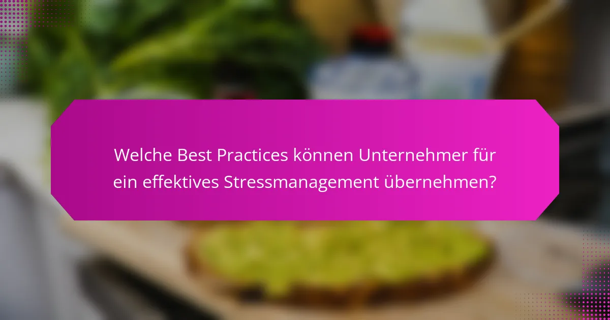 Welche Best Practices können Unternehmer für ein effektives Stressmanagement übernehmen?