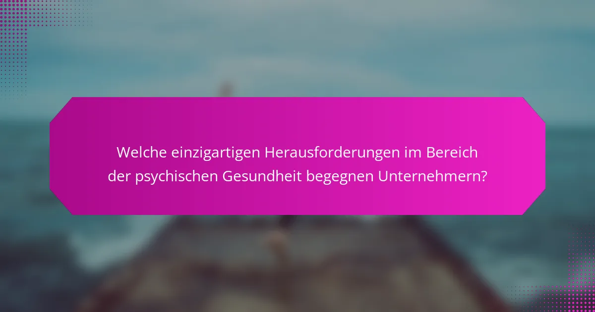 Welche einzigartigen Herausforderungen im Bereich der psychischen Gesundheit begegnen Unternehmern?
