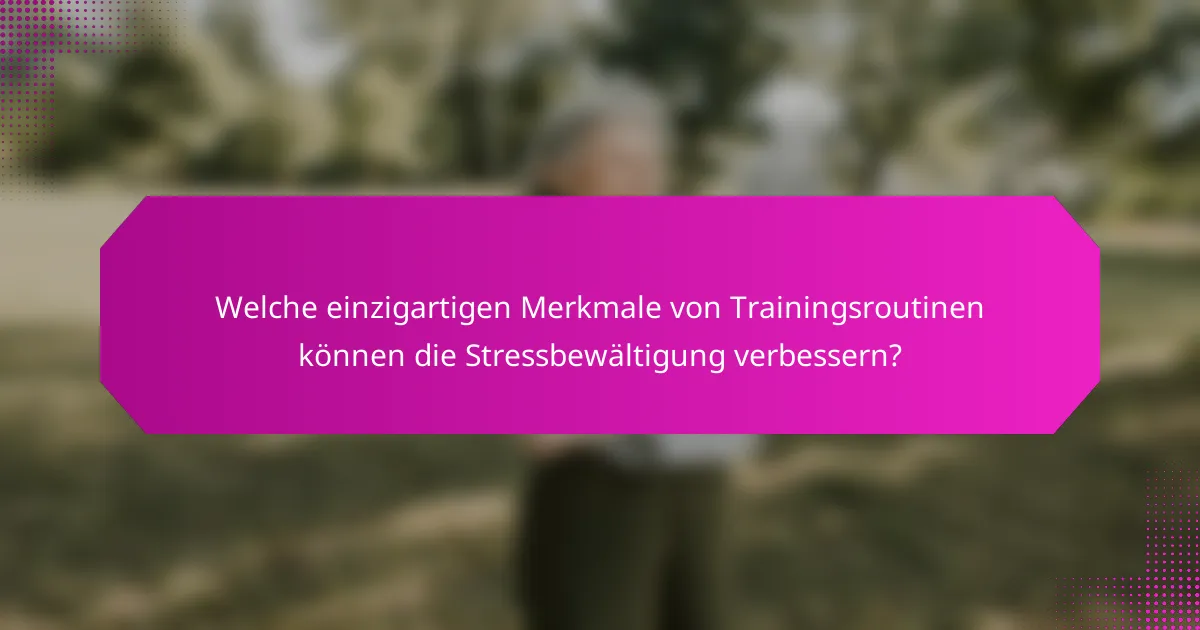 Welche einzigartigen Merkmale von Trainingsroutinen können die Stressbewältigung verbessern?
