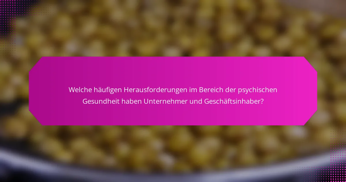 Welche häufigen Herausforderungen im Bereich der psychischen Gesundheit haben Unternehmer und Geschäftsinhaber?