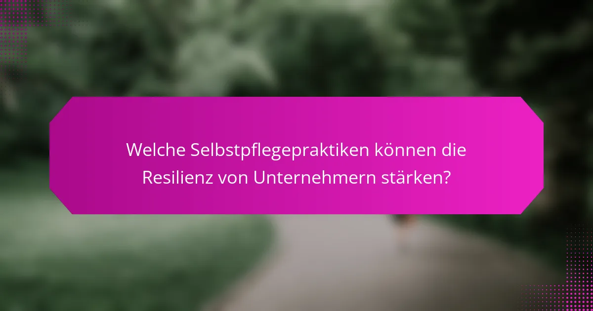 Welche Selbstpflegepraktiken können die Resilienz von Unternehmern stärken?