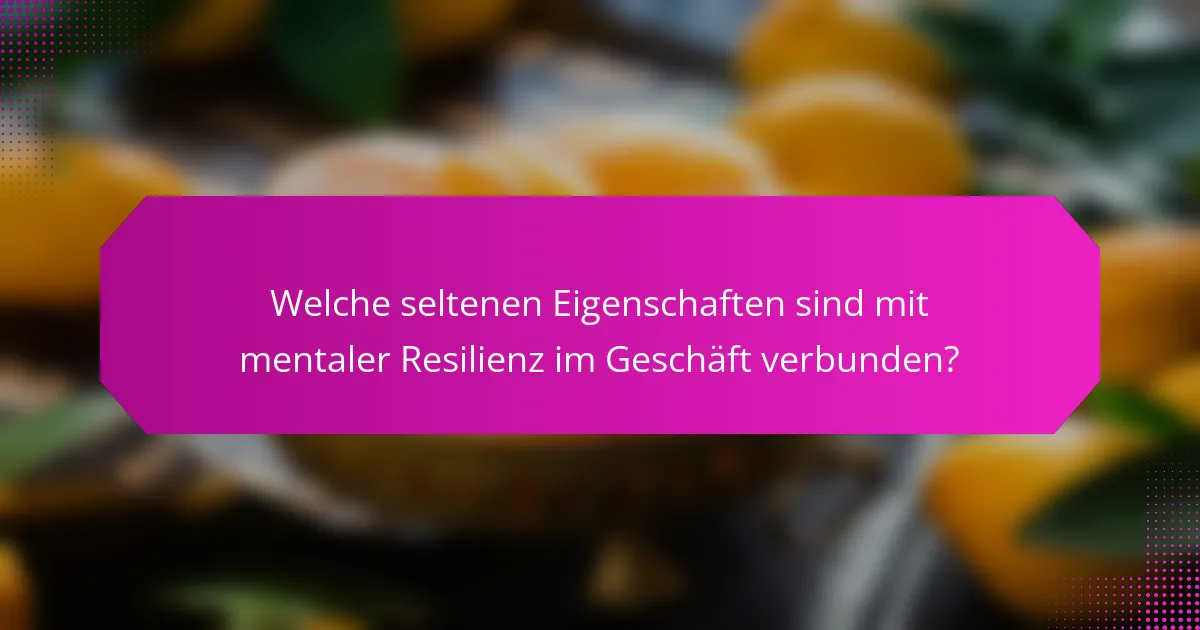 Welche seltenen Eigenschaften sind mit mentaler Resilienz im Geschäft verbunden?