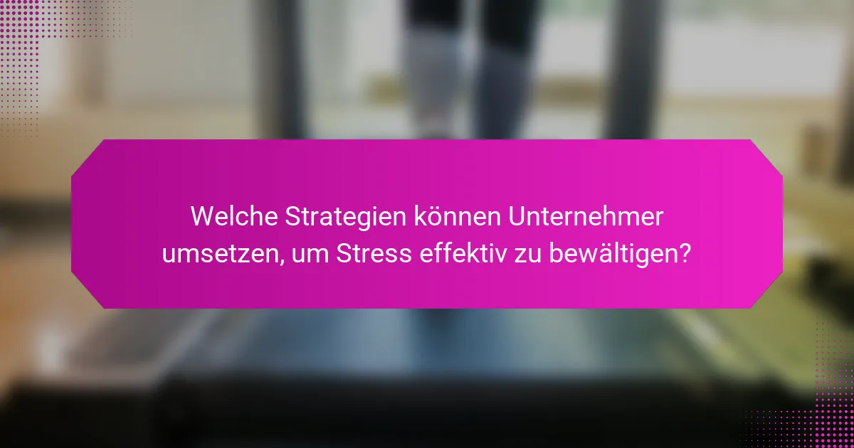 Welche Strategien können Unternehmer umsetzen, um Stress effektiv zu bewältigen?