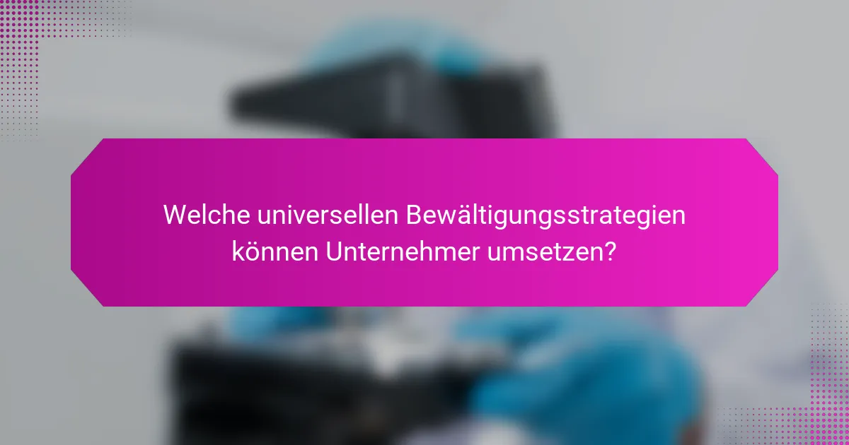 Welche universellen Bewältigungsstrategien können Unternehmer umsetzen?